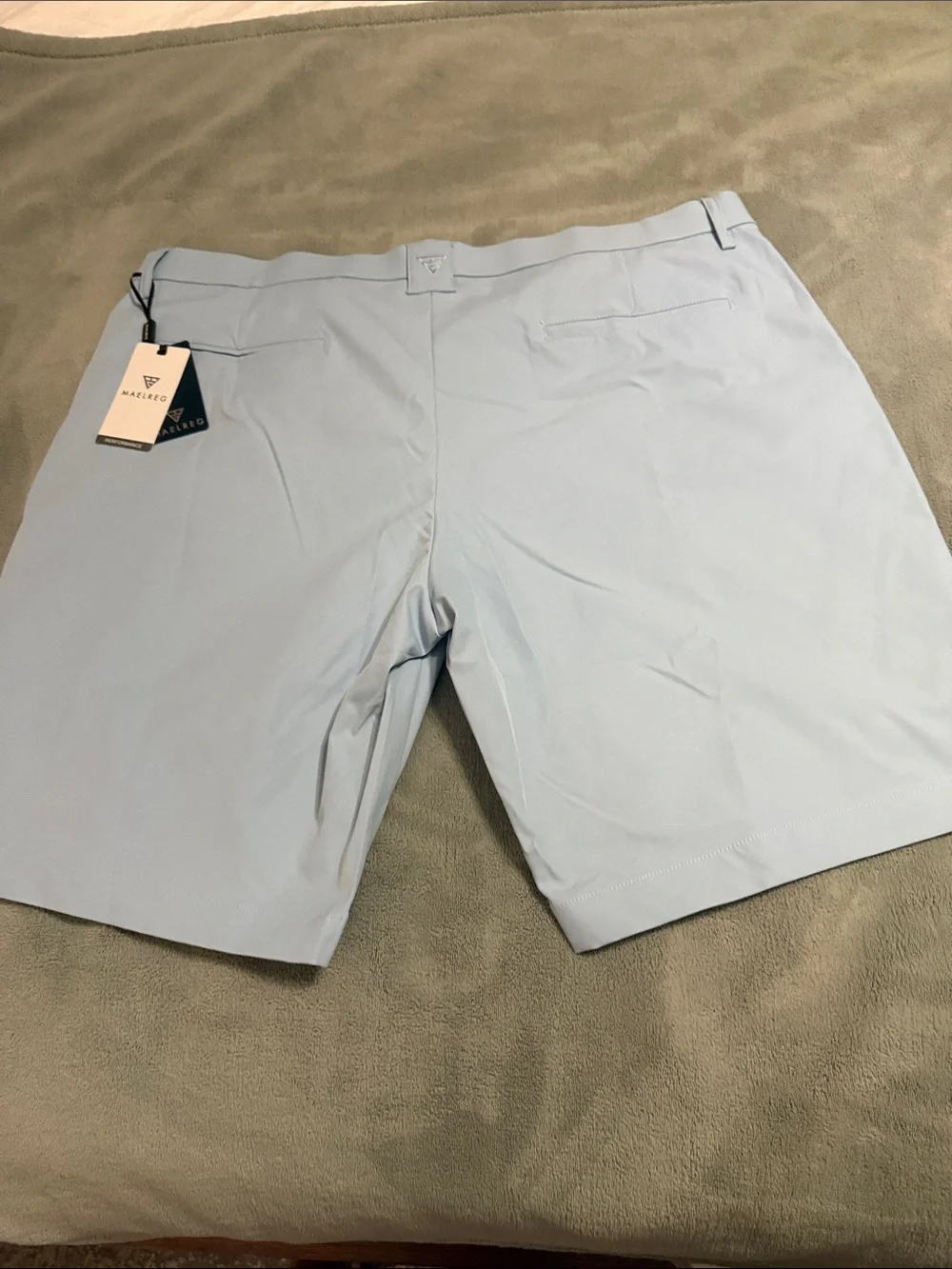 MALE REG Light Blue Flat Front Performance Shorts by MALE REG
